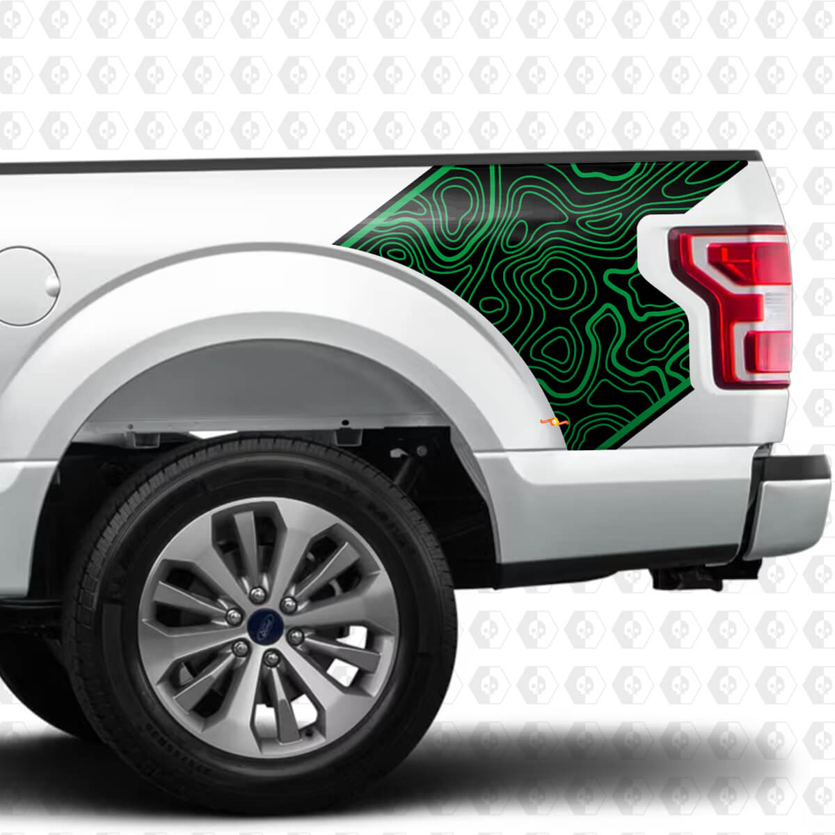 Coppia di adesivi grafici per fianco letto mappa topografica per Ford F150 Raptor