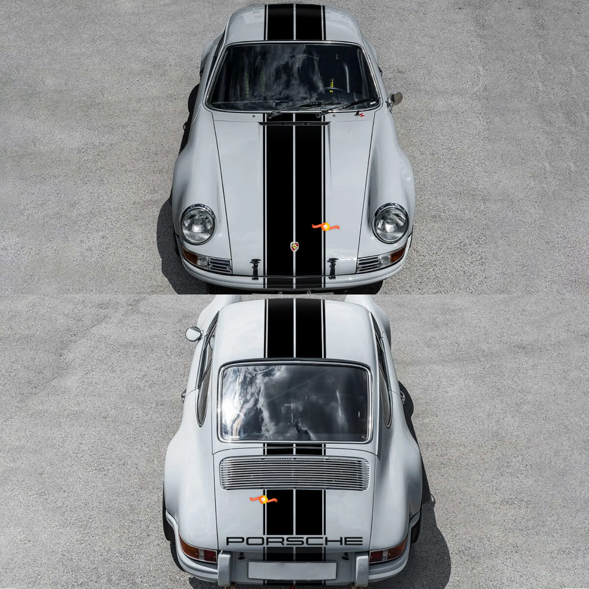 Cofano Tetto Posteriore Porsche Adesivo a Strisce Doppie per Porsche 911 ST 1970