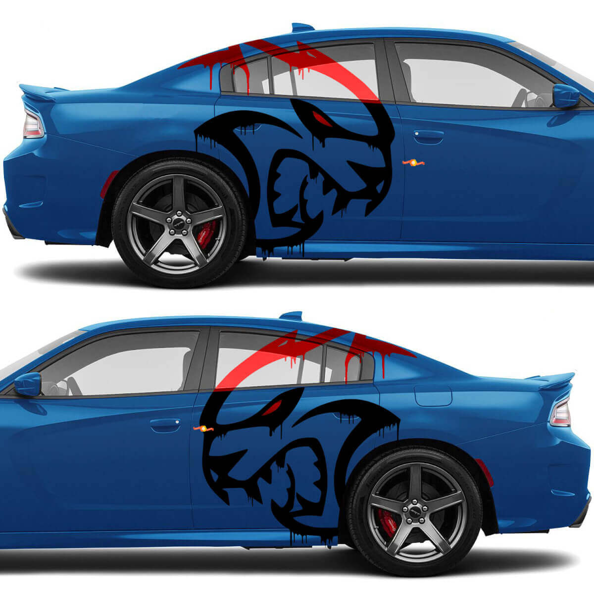 Kit di Adesivi Laterali Blood Hellcat per Dodge Challenger o Charger