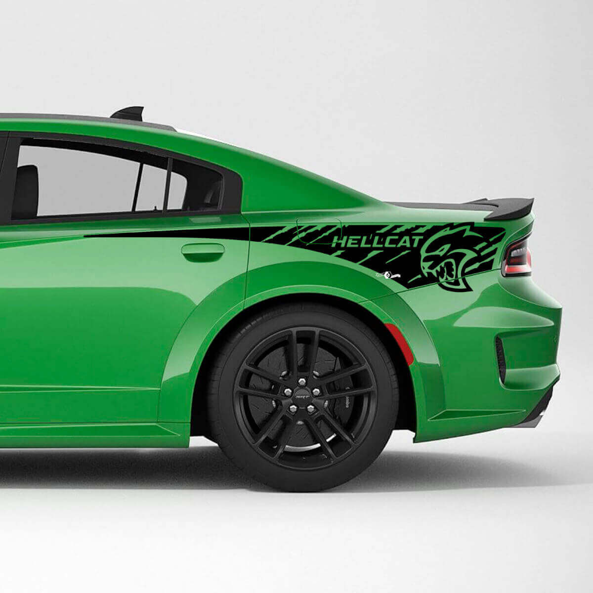 Adesivo in Vinile Graffiato e Usurato per Strisce Laterali Quarto Posteriore Hellcat per Dodge Charger