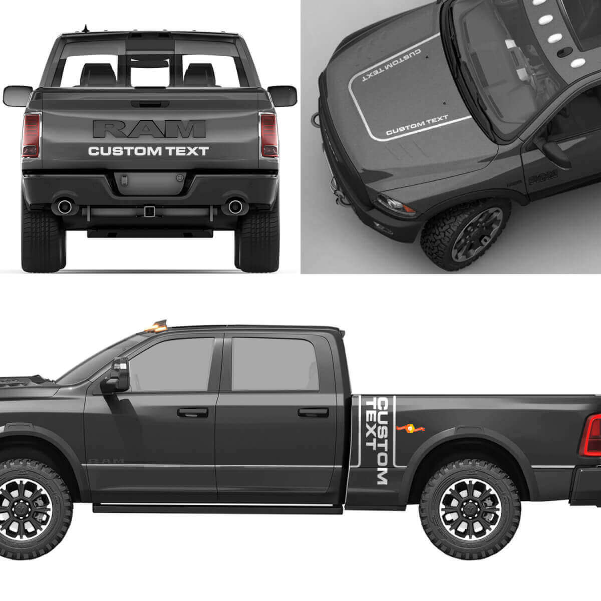 Kit Completo di Adesivi in Vinile con Lettering Personalizzato per Dodge Ram Power Wagon