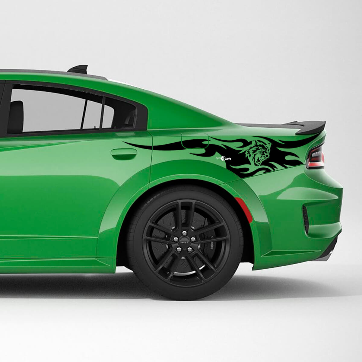 Kit di adesivi in vinile a strisce laterali posteriori Wildcat Flames per Dodge Charger