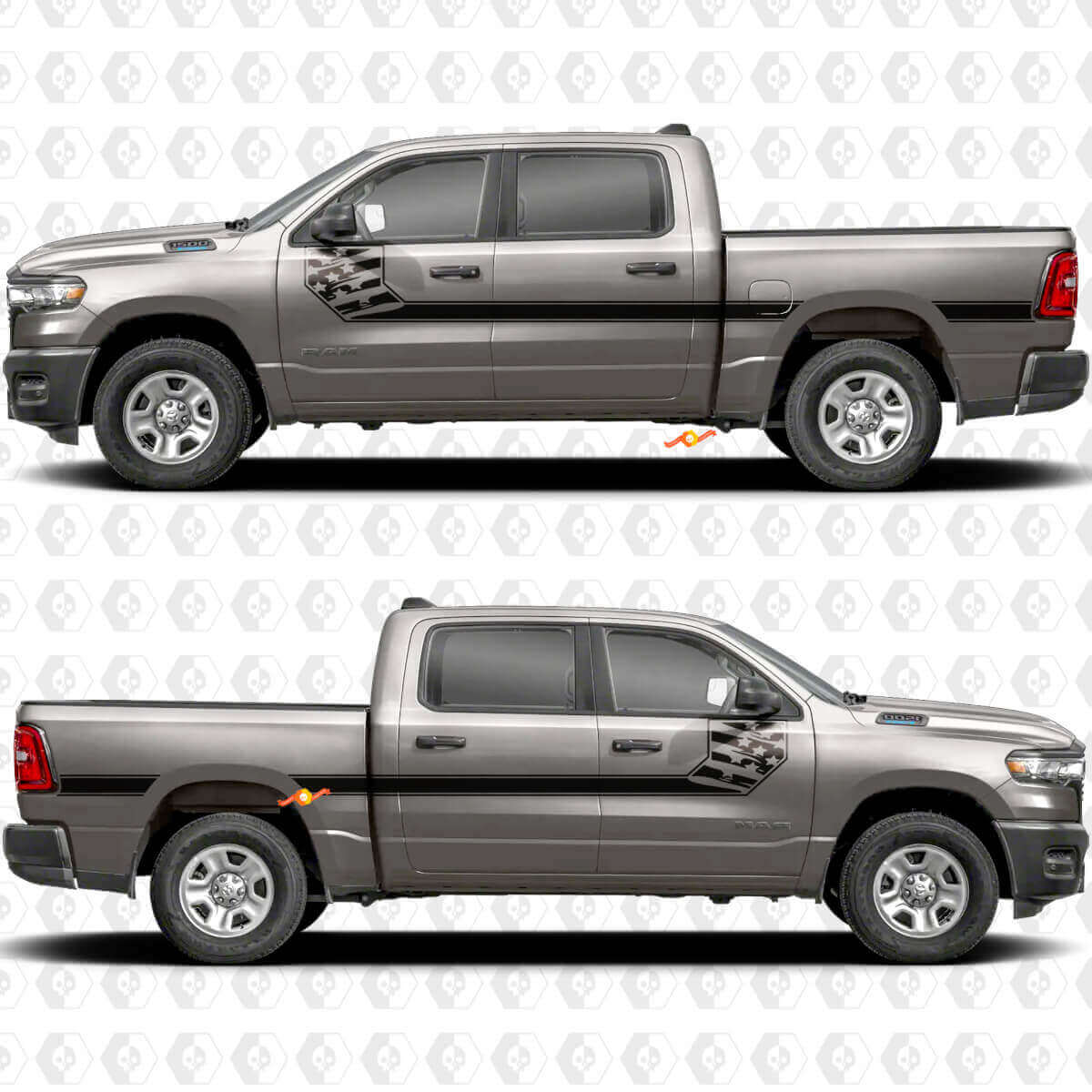 Kit di Adesivi in Vinile a Strisce Laterali con Bandiera USA per Dodge RAM 1500