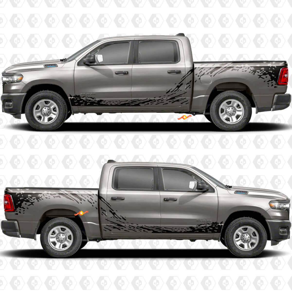 Kit di Adesivi in Vinile con Grafiche Antispruzzo per Sponda Letto Dodge RAM 1500