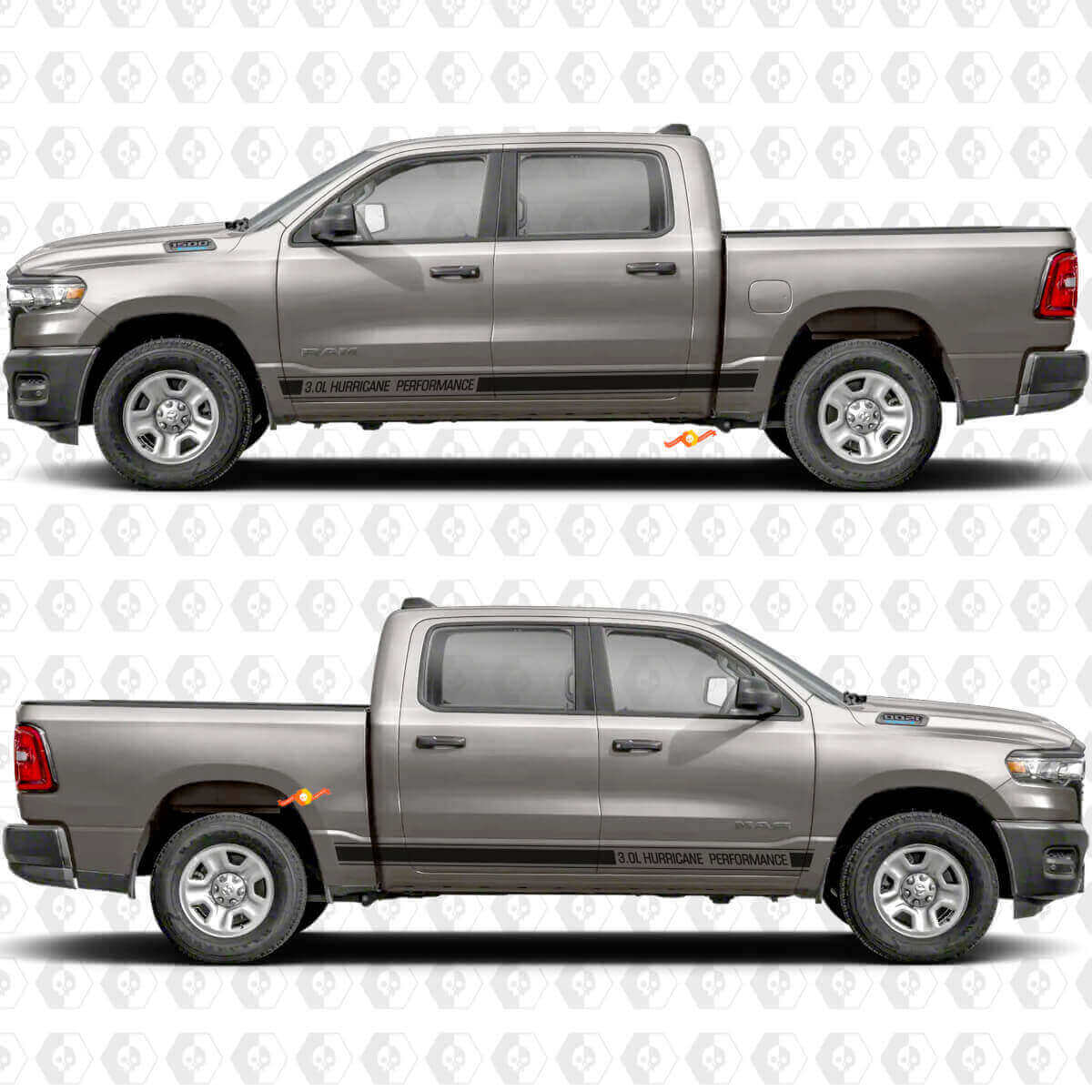 Testo Personalizzato Performance Strisce Sticker Adesivi Decals Grafica per Battitacco Porte Laterali 2 per Dodge RAM 1500