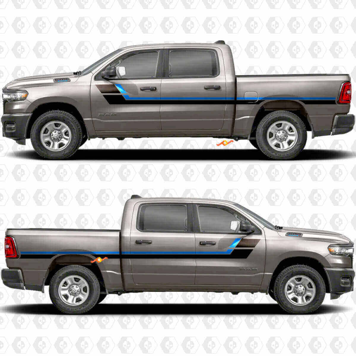 Kit di Adesivi in Vinile con Strisce Laterali in Stile Retrò per Dodge Ram 1500