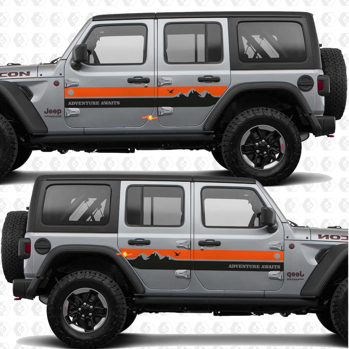 Kit di Adesivi in Vinile con Strisce Laterali Mountain Style per Jeep Wrangler