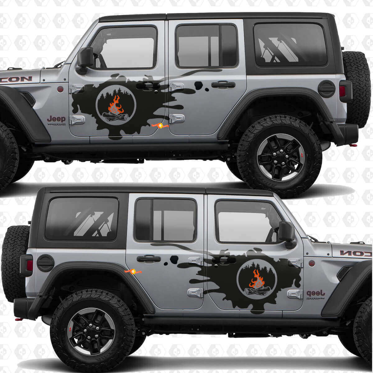 Kit di Adesivi in Vinile per Porta Laterale del Fuoco da Campo per Jeep Wrangler