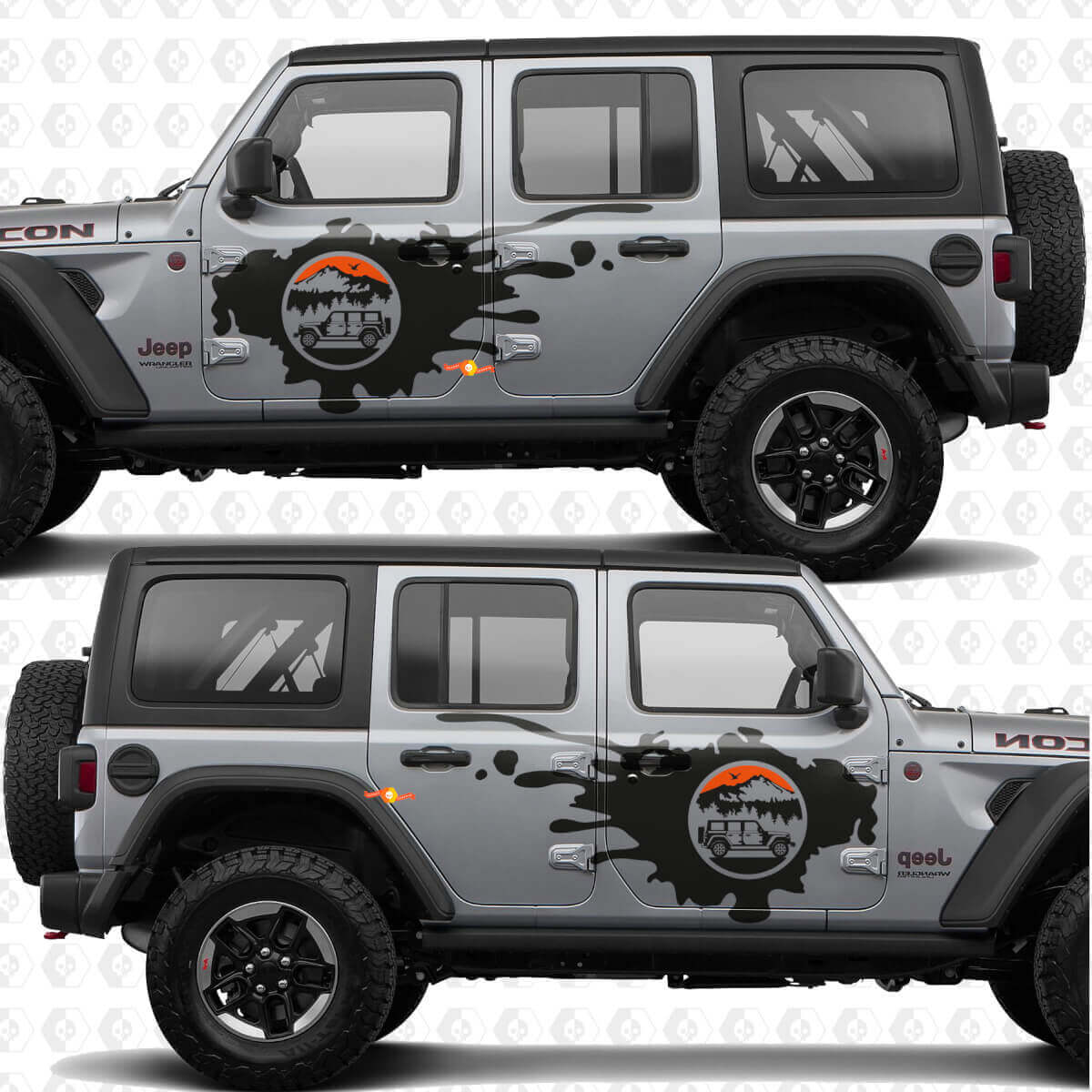 Adesivo in vinile laterale Mountains Nature Overland per Jeep Wrangler