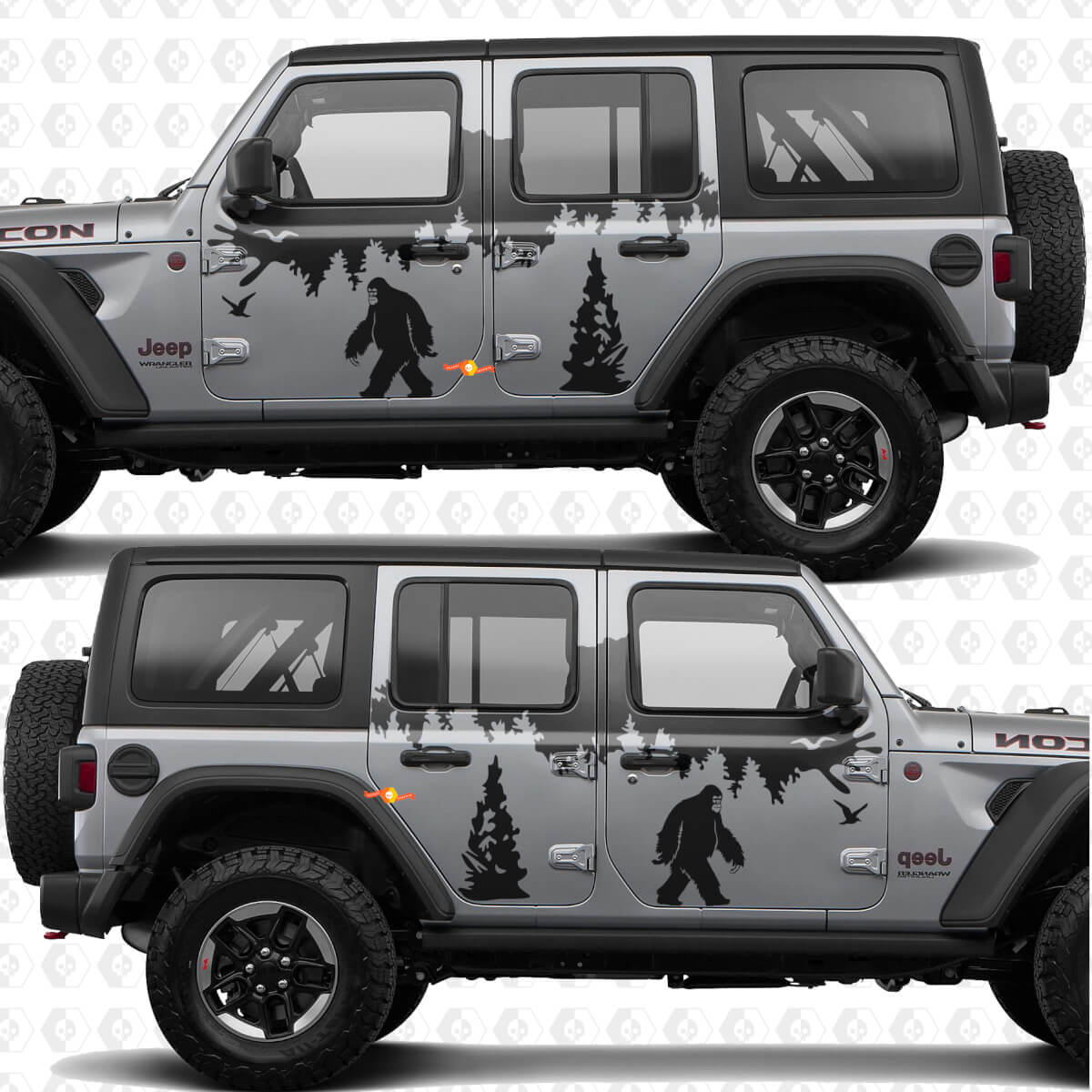Montagne Natura Yeti Sasquatch Adesivi Strisce per Porte Laterali Adesivo in Vinile adattabile per Jeep Wrangler