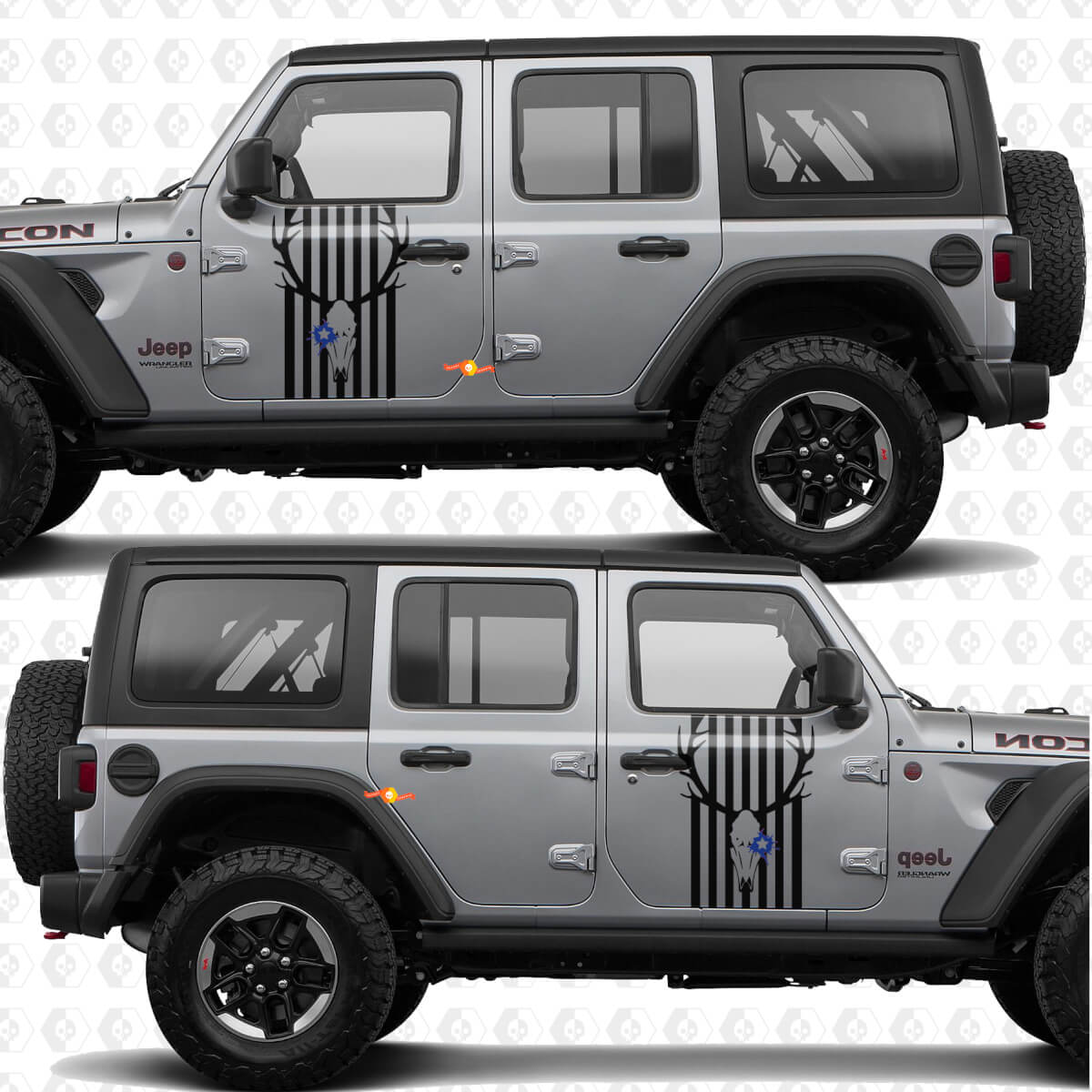 Deer US Flag Patriotic Star Splash Side Doors Vinyl decal sticker fit Jeep Wrangler