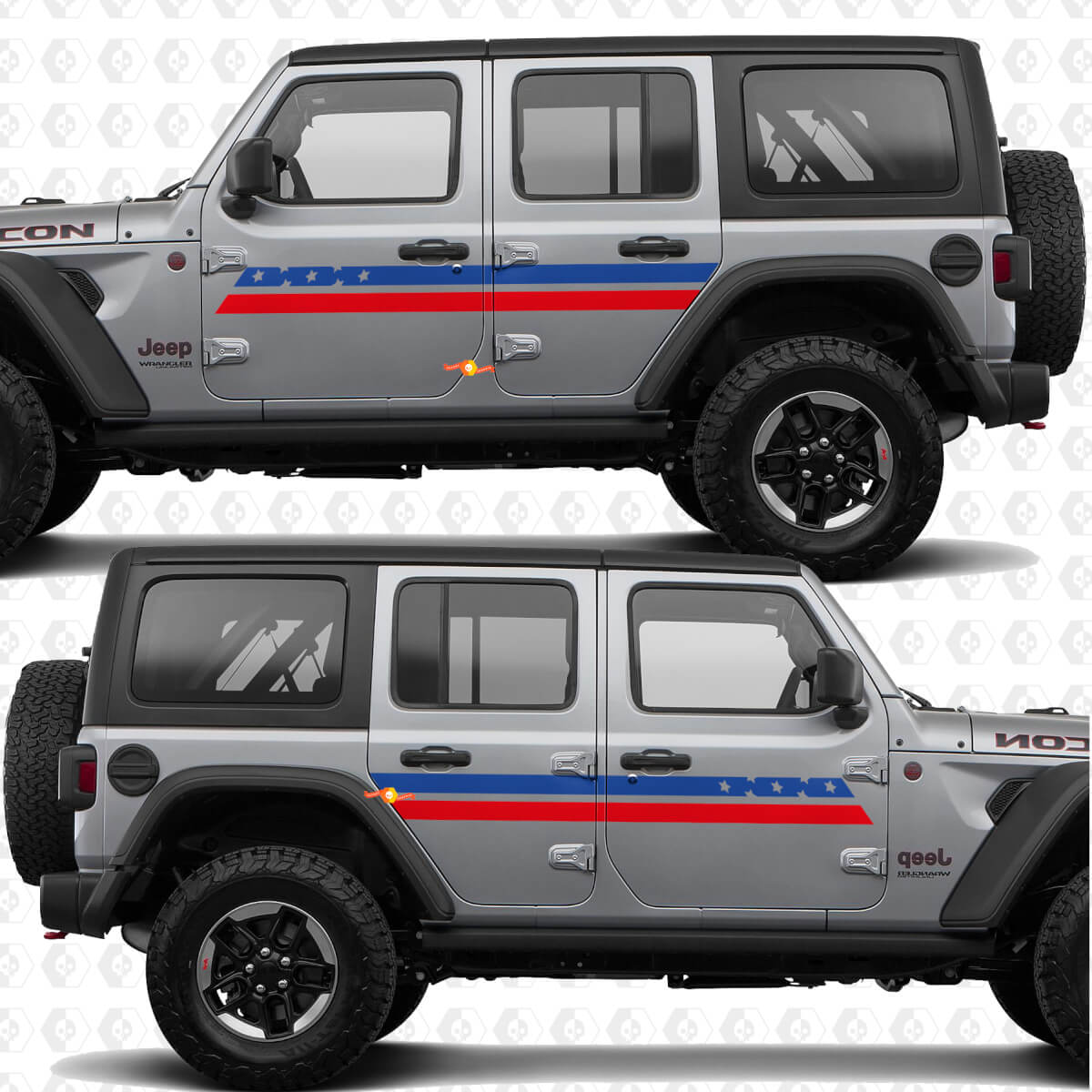 Stripes like US Flag Patriotic Side Doors Vinyl decal sticker fit Jeep Wrangler