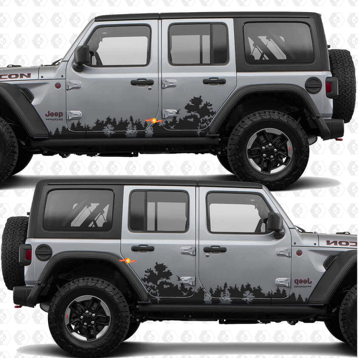 Adesivo in vinile paesaggio natura forestale per porte laterali adatto a Jeep Wrangler JL