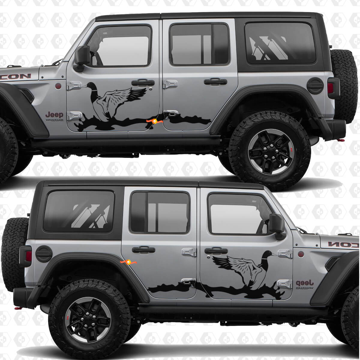 Adesivo in vinile per porte laterali paesaggio naturale di caccia all'anatra adatto per Jeep Wrangler