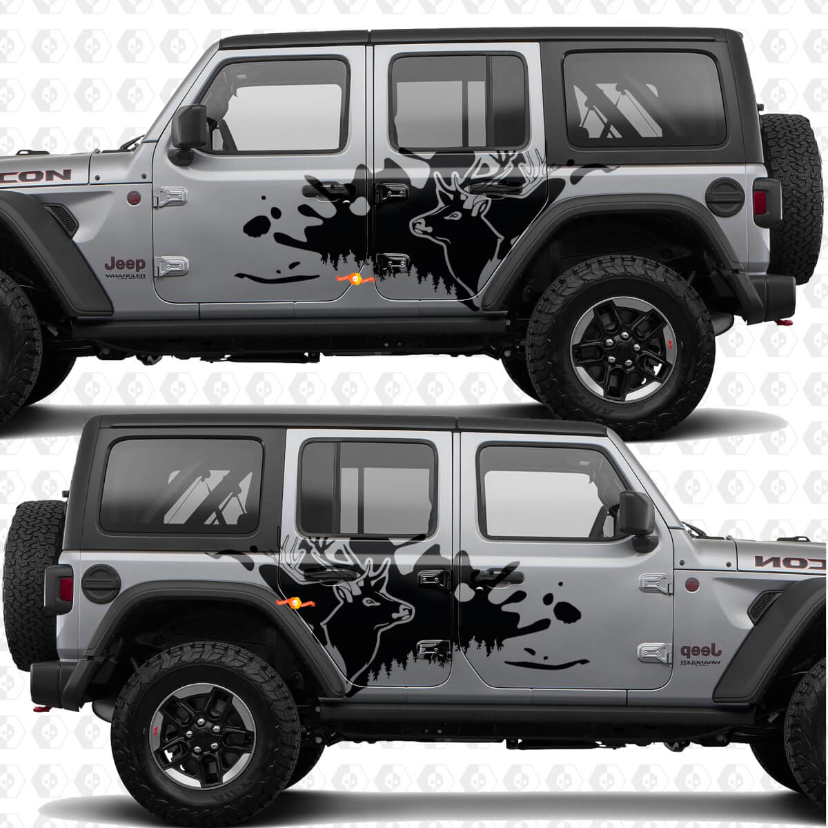 Adesivo in vinile con paesaggio natura cervo per porte laterali adatto Jeep Wrangler