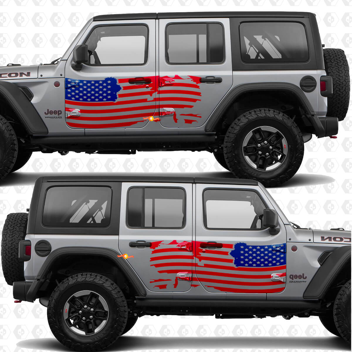 Adesivo in vinile per porte laterali con bandiera patriottica USA, adatto per Jeep Wrangler