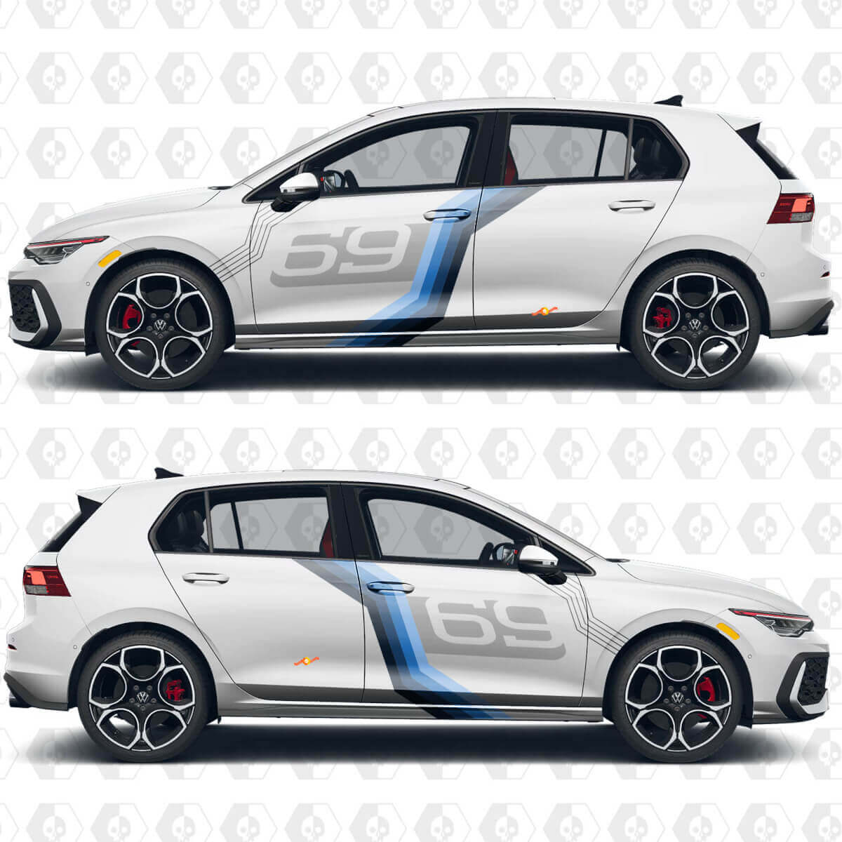 Adesivi in Vinile Sport Personalizzati con Numero per Volkswagen Golf Gti