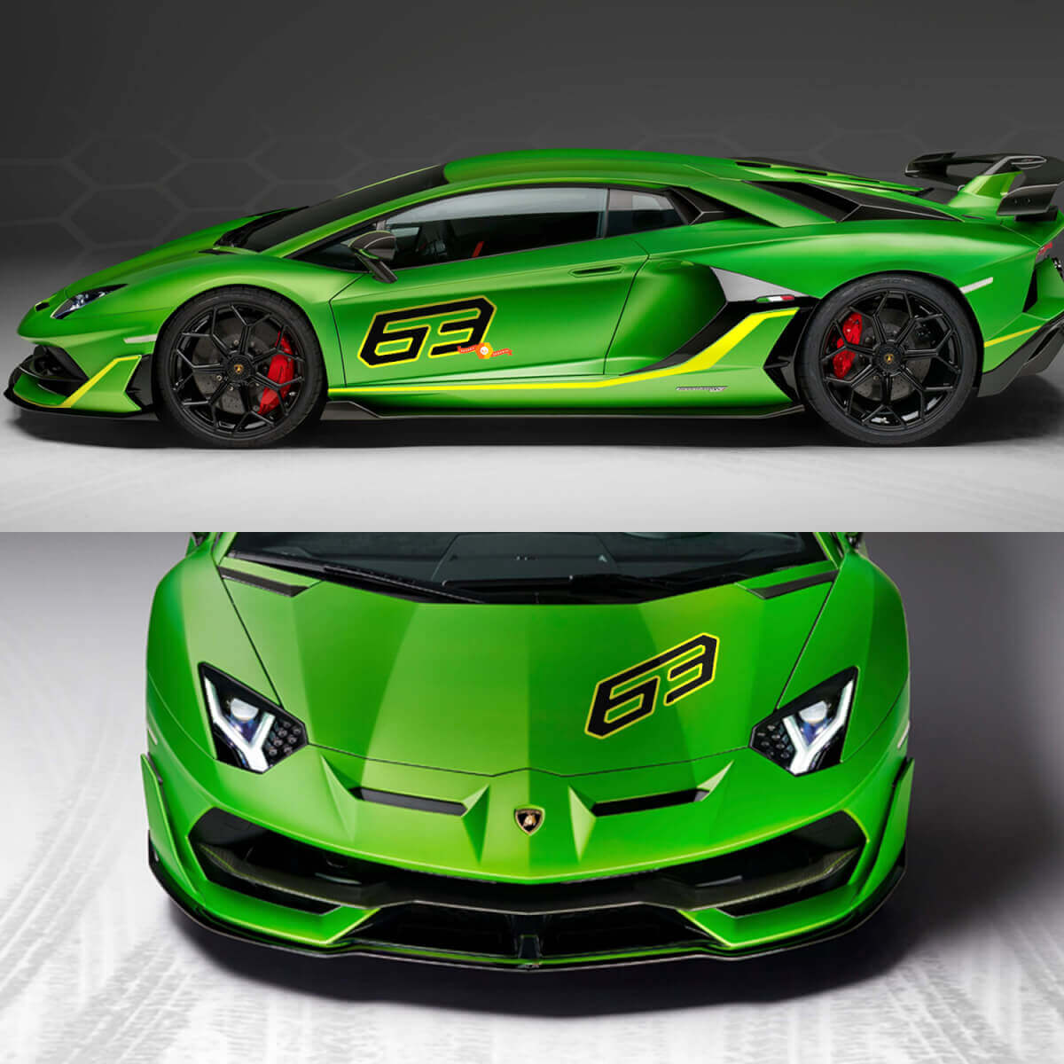 Adesivo Decalcomania Laterale Cofano Grafica Lamborghini Aventador SVJ