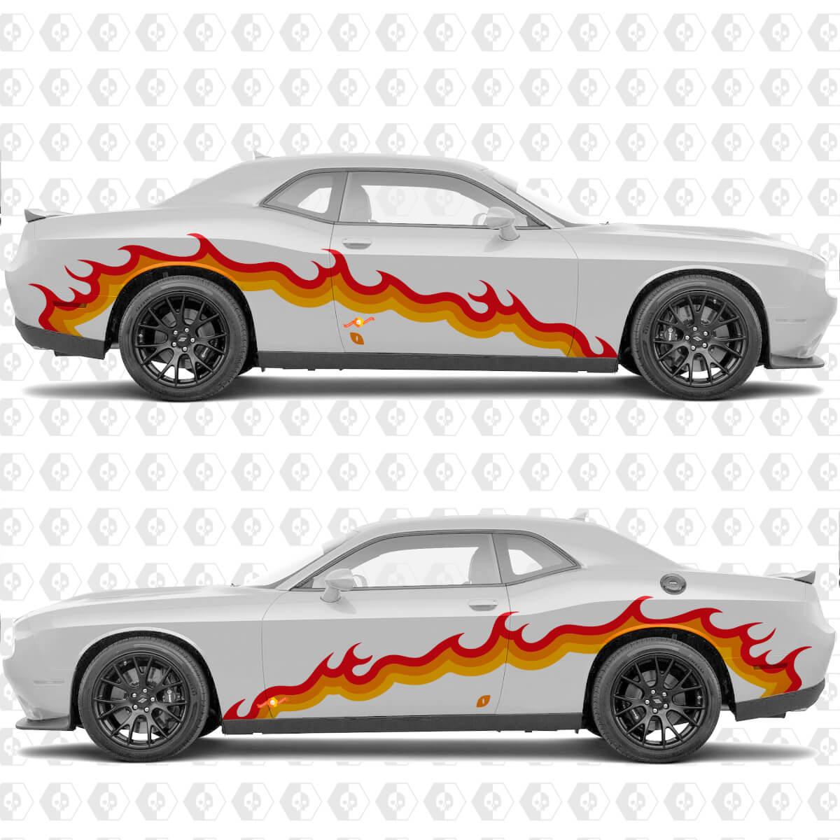 Grafica Personalizzata Fiamme Adesivo Vinile Laterale per Dodge Challenger