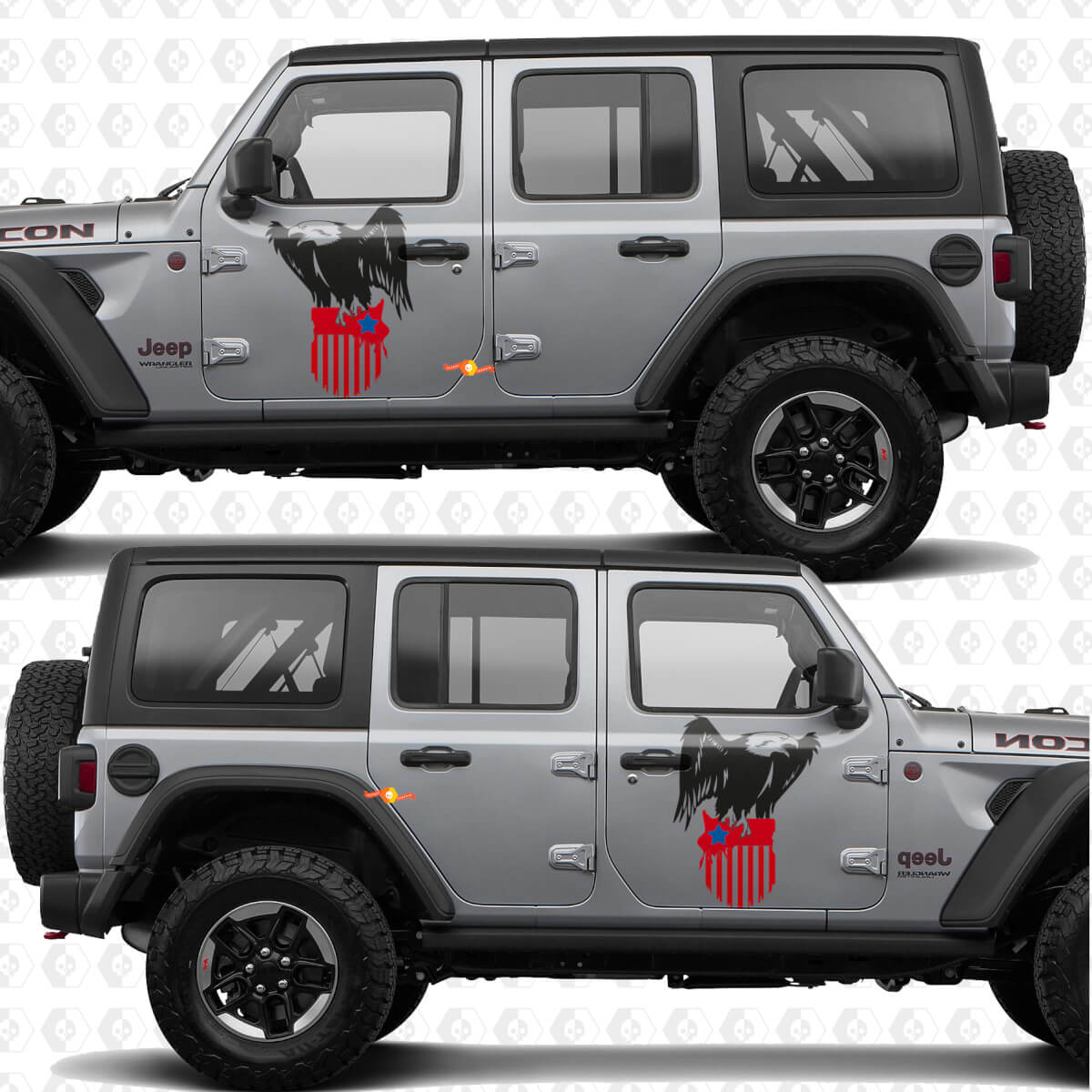 Adesivo in vinile con decalcomania delle portiere laterali con la bandiera degli Stati Uniti con aquila calva, adatto per Jeep Wrangler