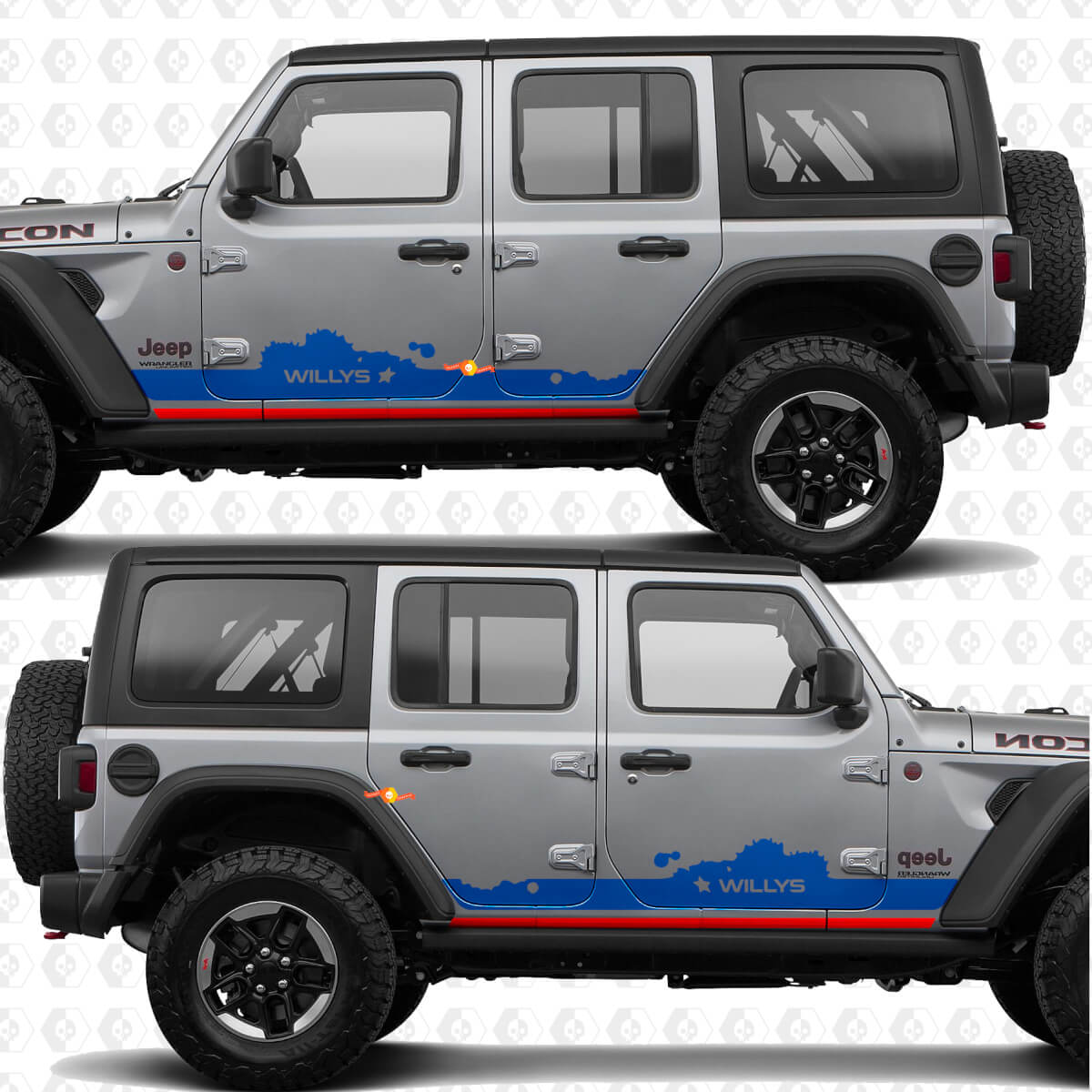 Adesivo in vinile personalizzato per porte laterali adatto a Jeep Wrangler Jeep Wrangler Willys