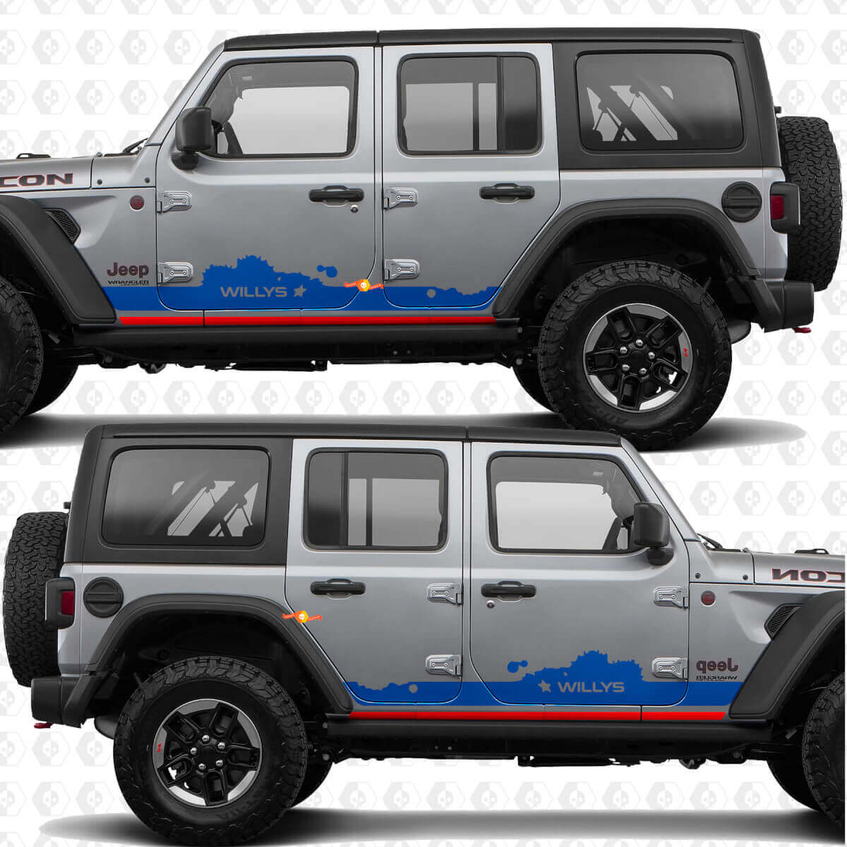 Adesivo in vinile personalizzato per porte laterali adatto a Jeep Wrangler Jeep Wrangler Willys