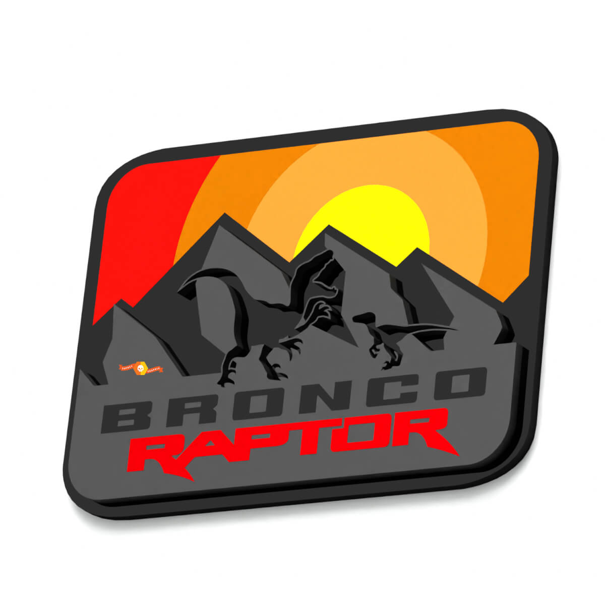 Distintivi Parafanghi Sunset Mountains Emblema Portellone Distintivo 3D per Ford Bronco Raptor