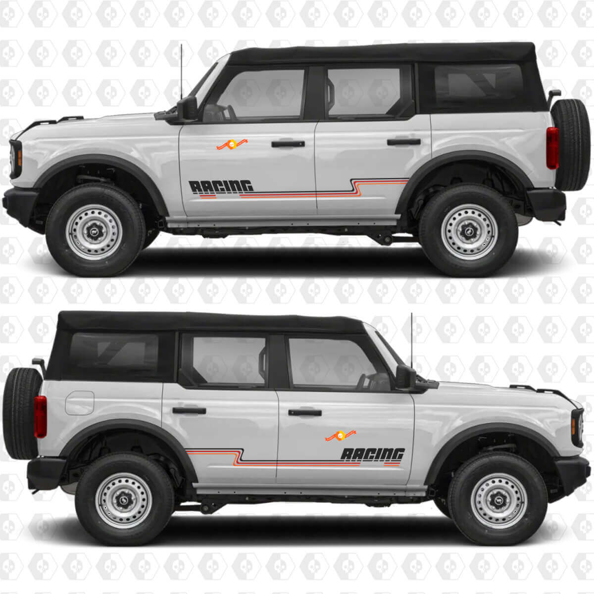 Testo personalizzato Heritage Vintage Adesivi Strisce da corsa per portiere laterali Ford Bronco