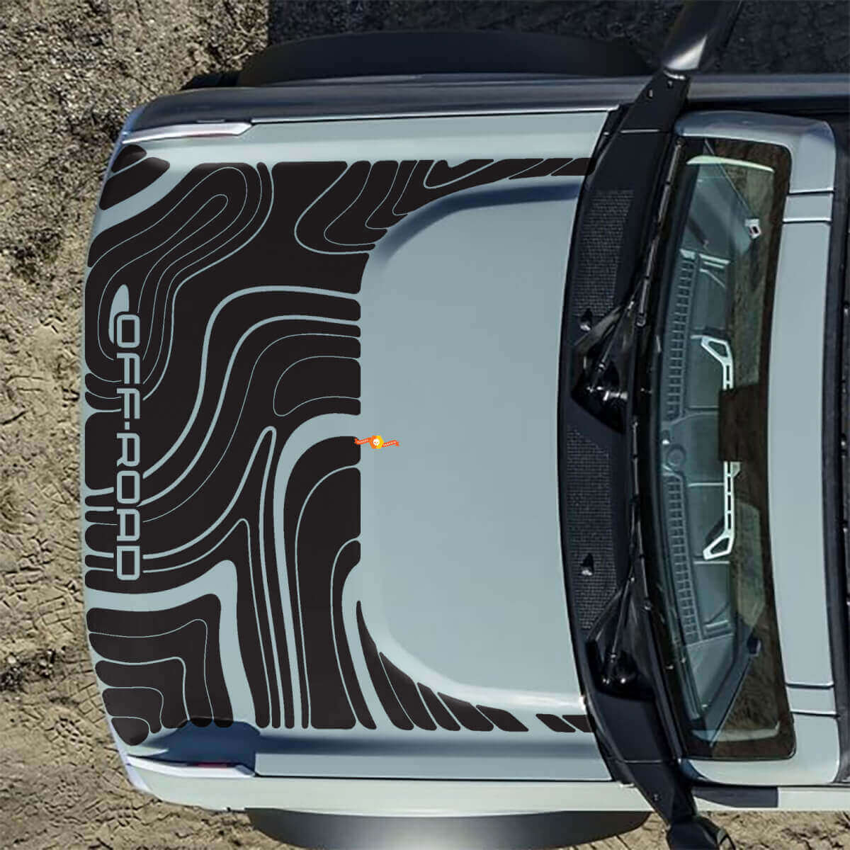 Adesivo Vinile Topografico Cofano Fuoristrada 2 per Musclecar horse