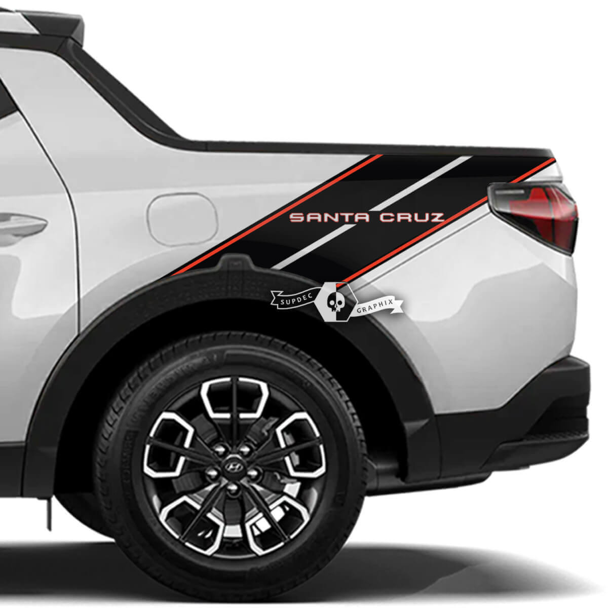 Kit adesivi in vinile a strisce doppie parafango posteriore per Hyundai Santa Cruz
