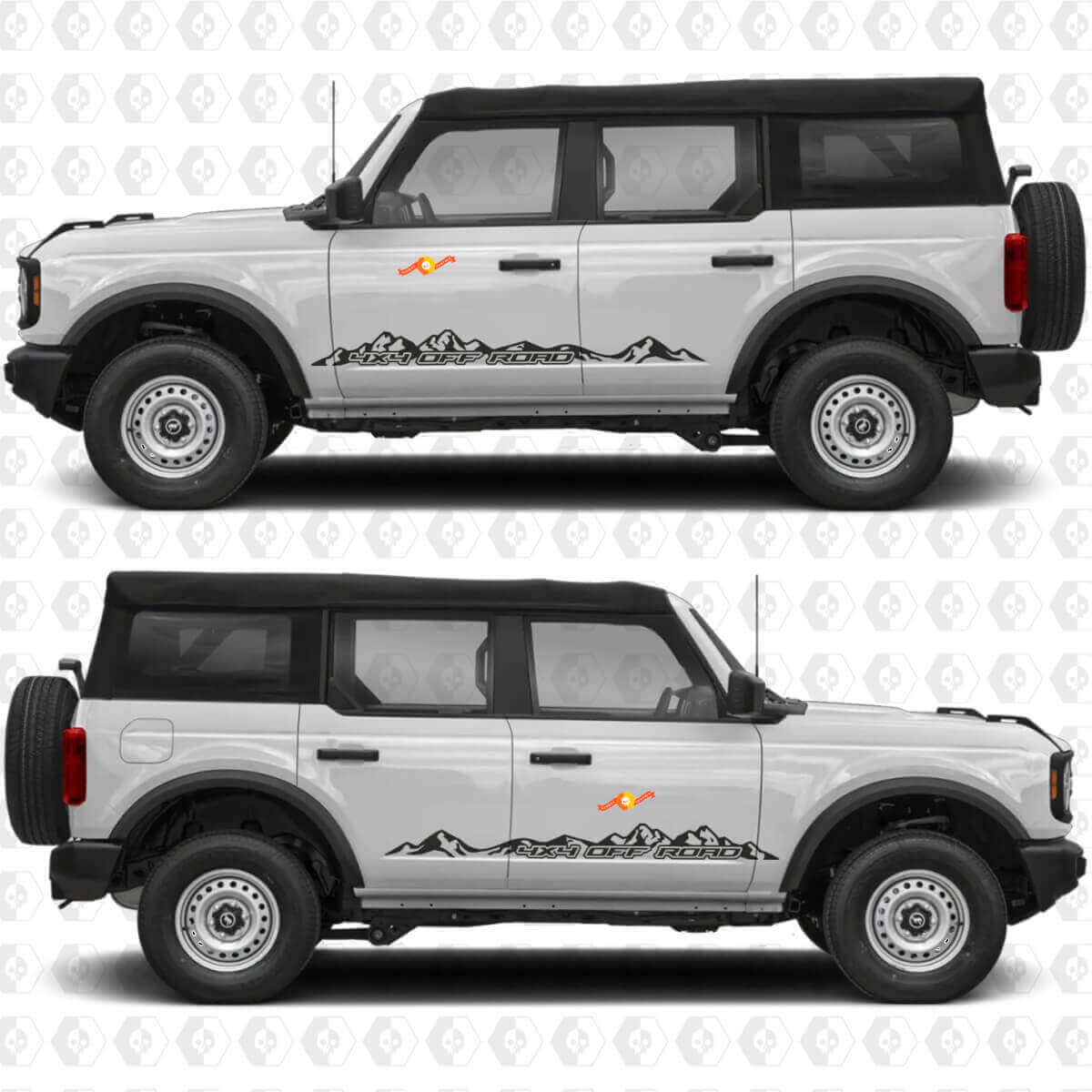 Adesivo Vinile Decalcomania 4x4 Off Road Mountains Side Doors per Musclecar horse