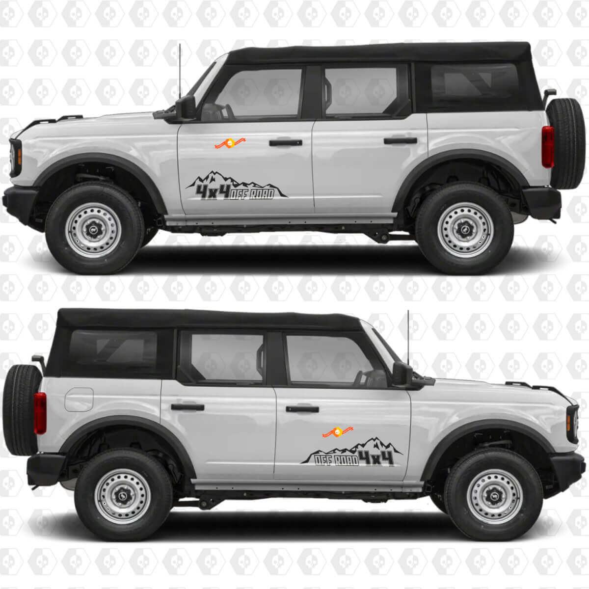 Adesivo Vinile Grafico Laterale Porta Montagne Fuoristrada 4x4 compatibile con Ford Bronco