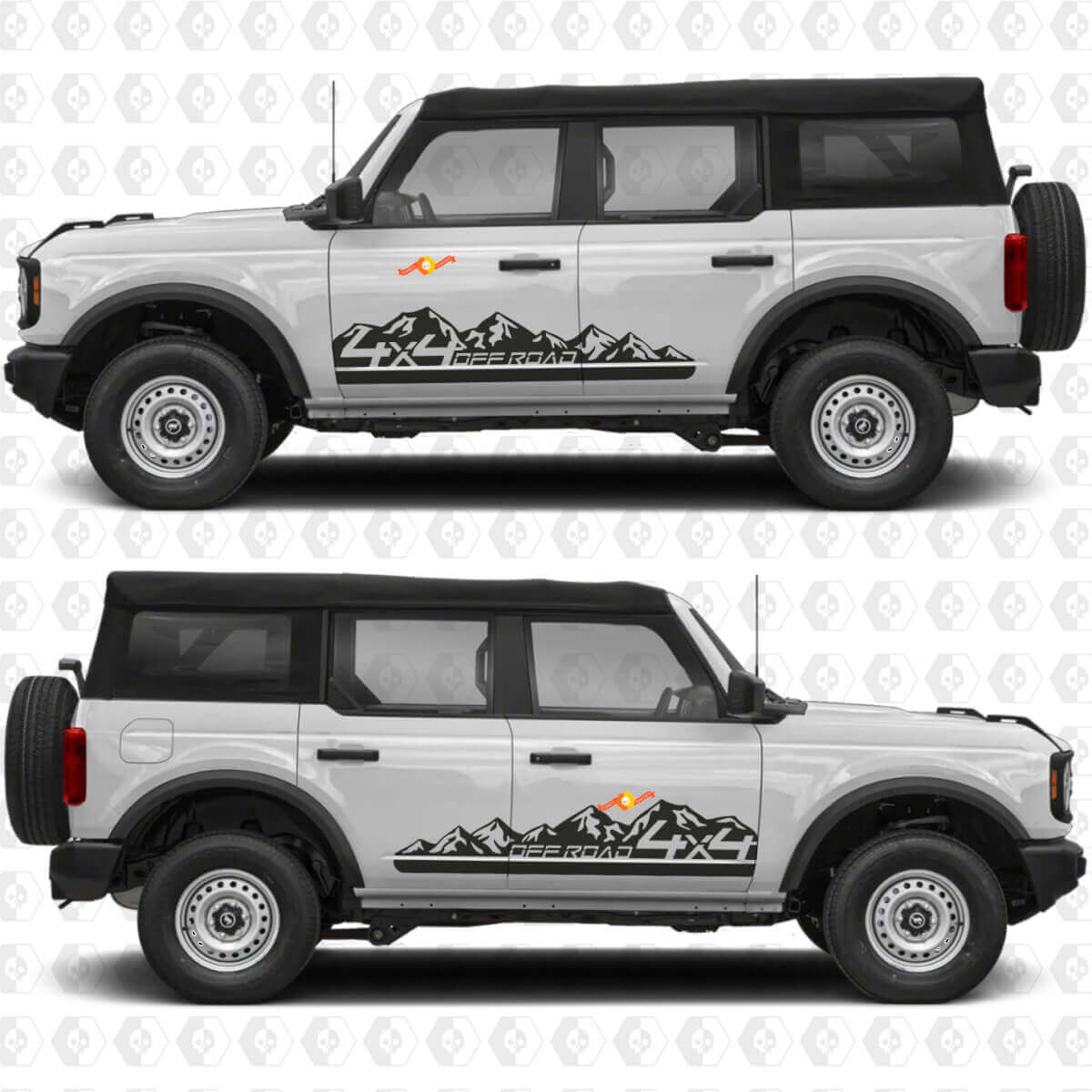 Adesivo in vinile 4x4 Off-Road Mountains Side Stripe Door Graphics compatibile con Ford Bronco