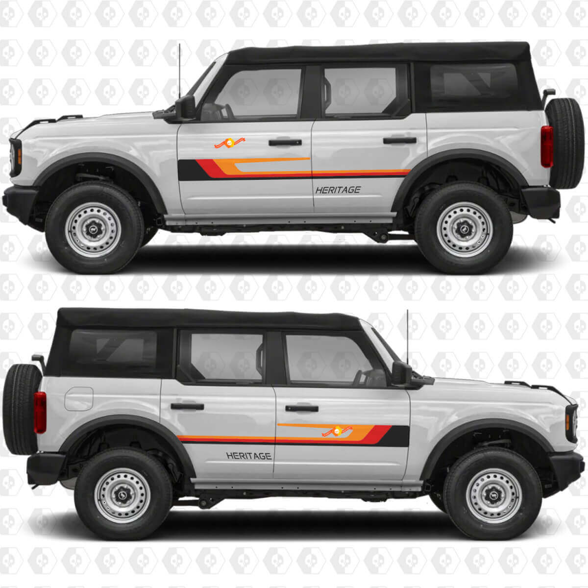 Adesivi in vinile con strisce da corsa retro classiche per porte laterali 2 per Ford Bronco