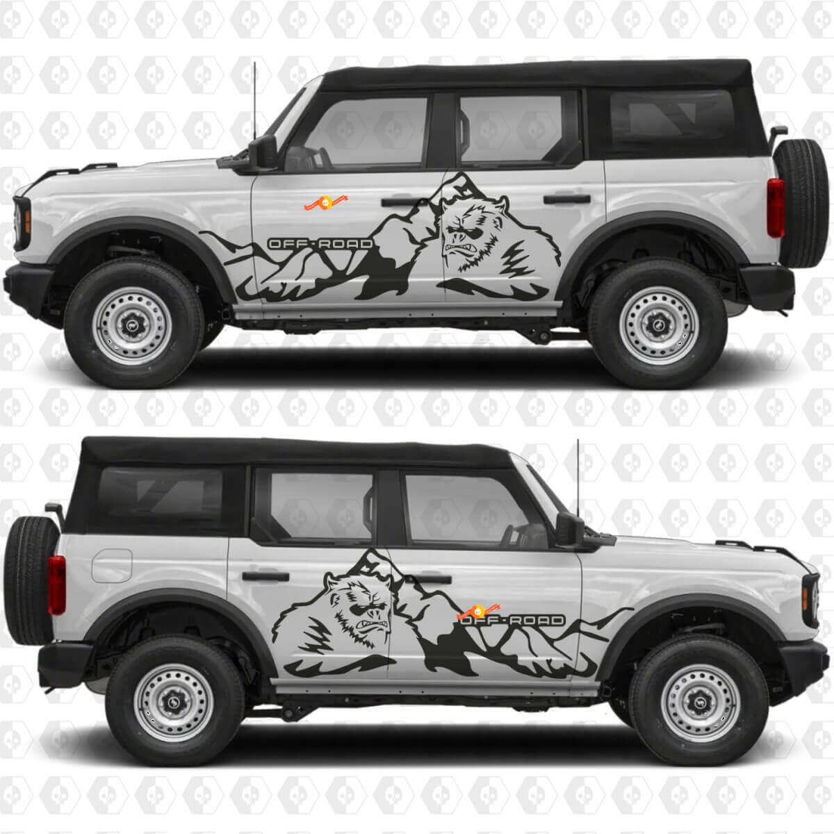 Adesivo in vinile grafica laterale porte Yeti 4x4 Off Road Mountains adatto per Ford Bronco
