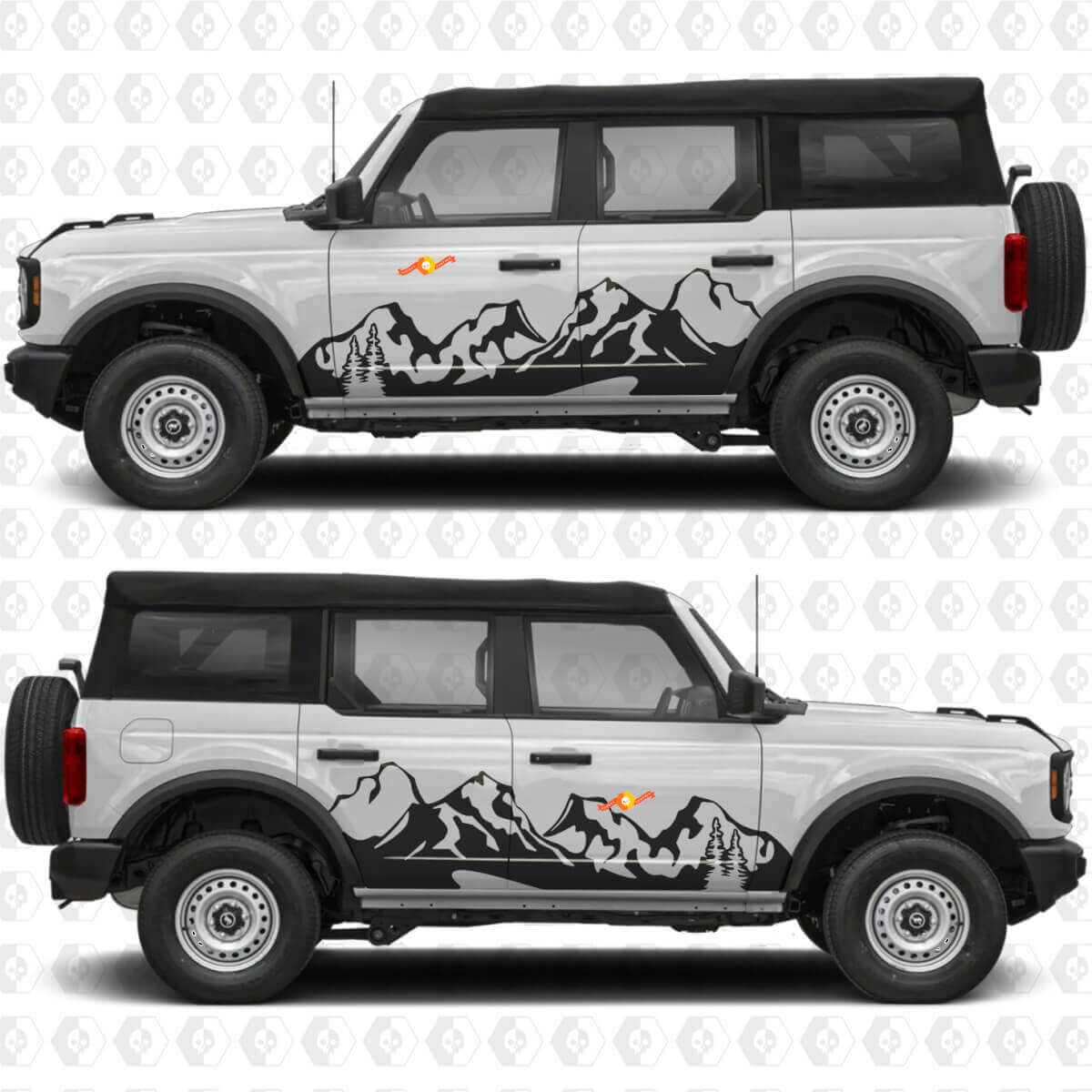 Adesivo in Vinile con Grafiche Porte Laterali Mountains per Ford Bronco