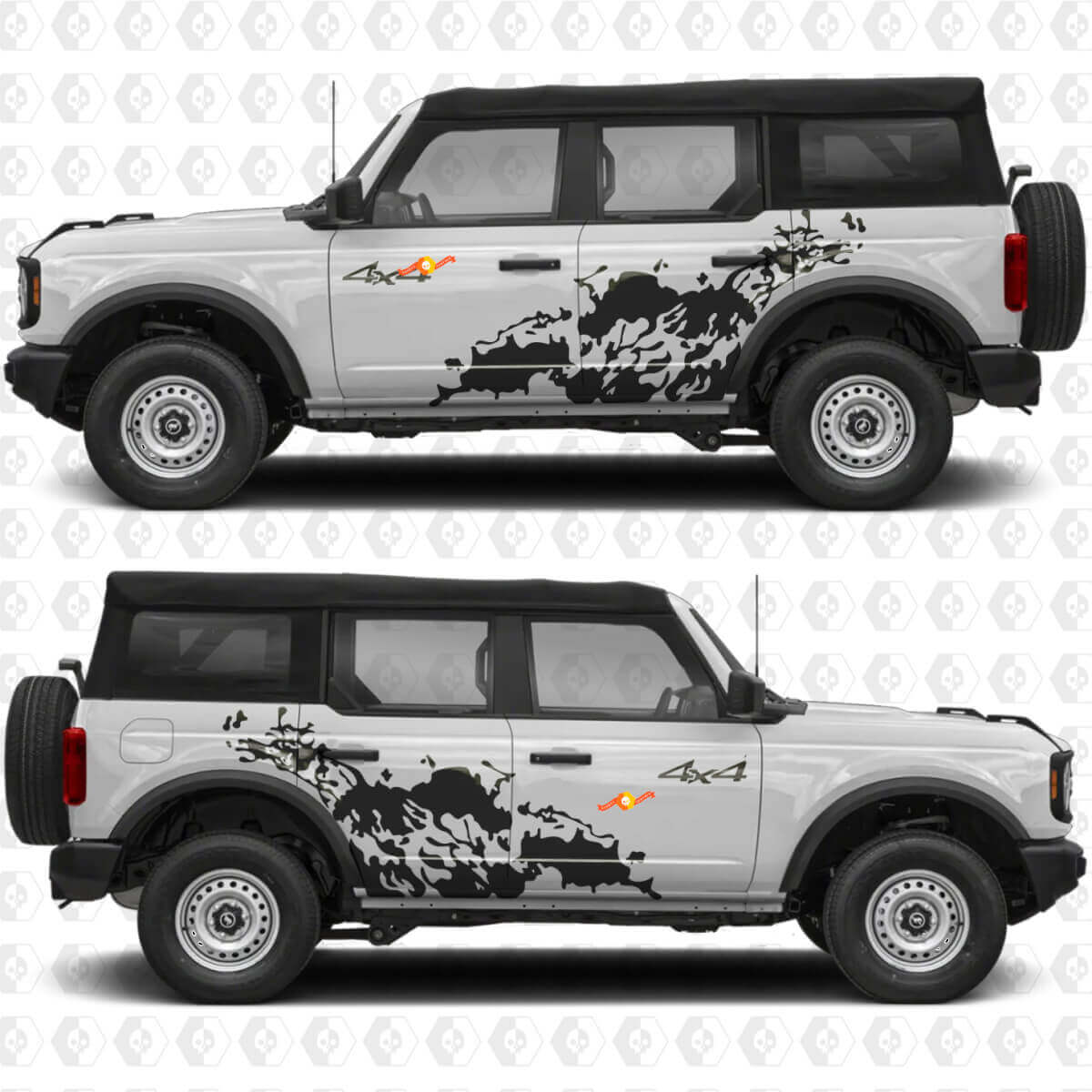 Adesivi in Vinile 4x4 Off Road per Porte Laterali Antispruzzo 4 per Ford Bronco
