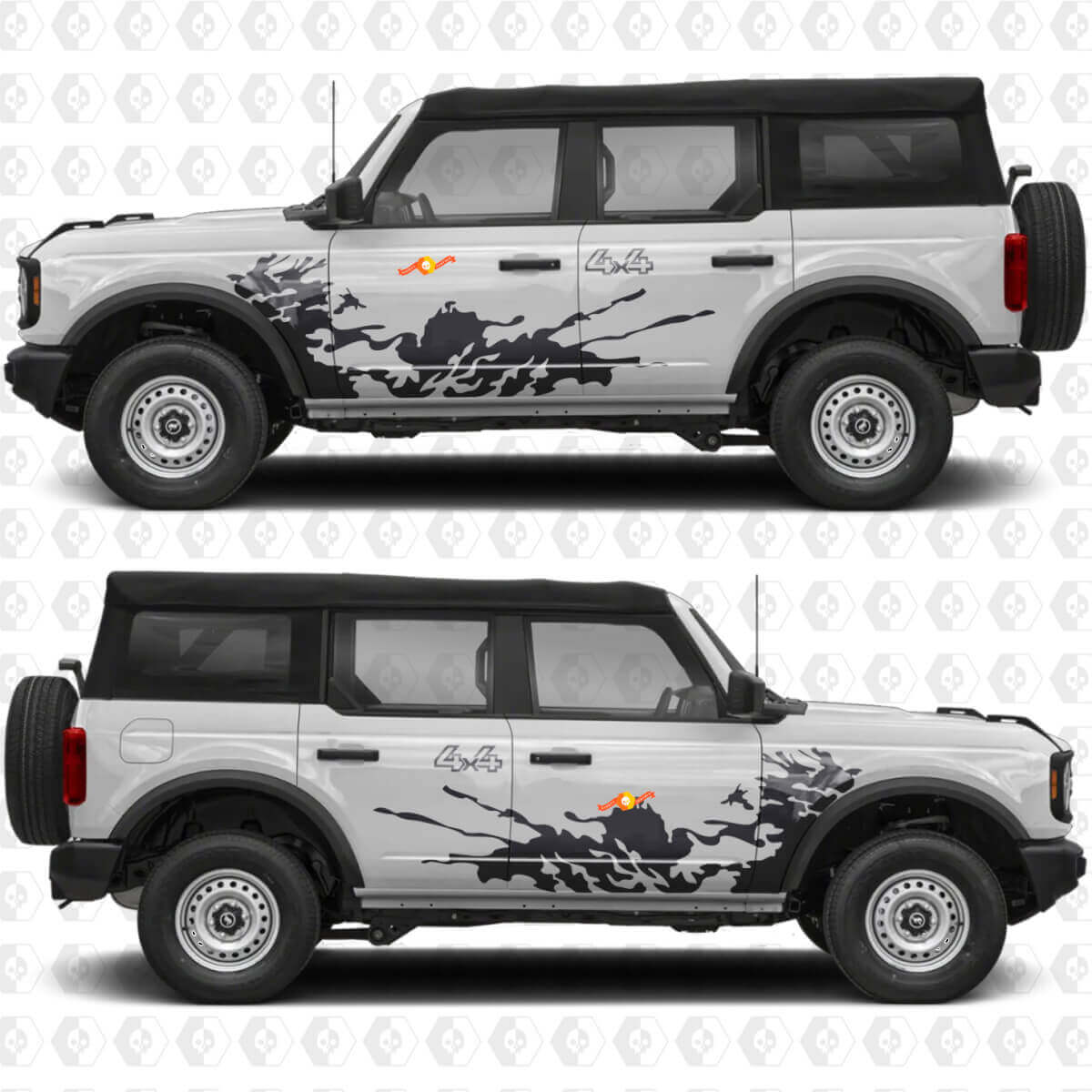 Grafiche Adesive in Vinile 4x4 Off Road per Portiere Laterali Splash 2 per Ford Bronco