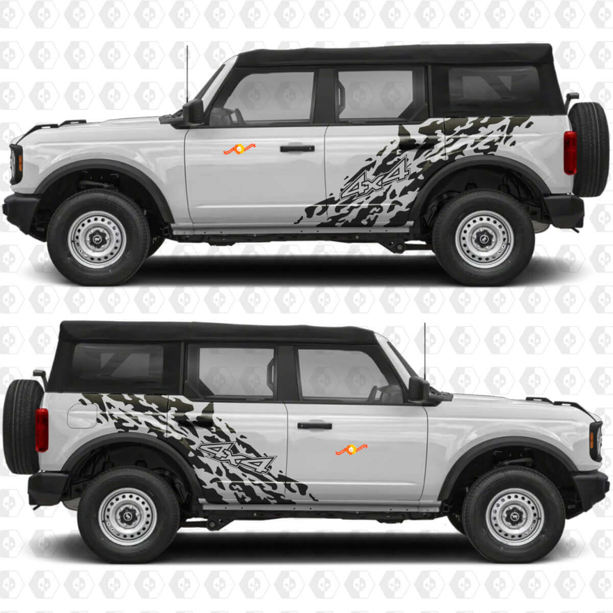 Adesivo in vinile per porte laterali splash off-road 4x4 3 pezzi per Ford Bronco