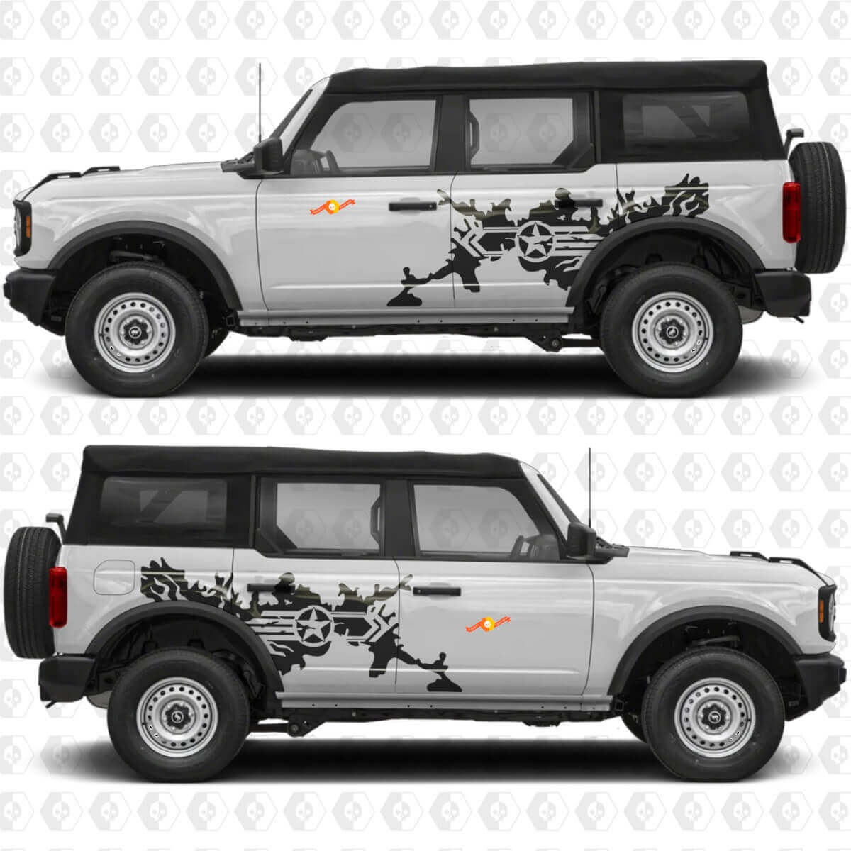 Adesivo in vinile grafico Military Star Splash per porte laterali adatto a Ford Bronco