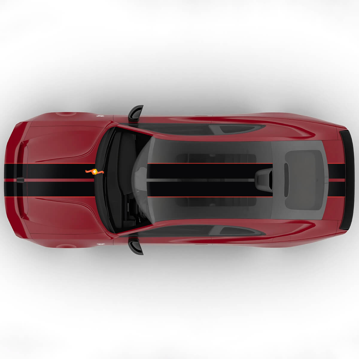 Adesivo vinilico Sixpack Dual Central Stripes Hood Rally Offset per Dodge Charger Daytona