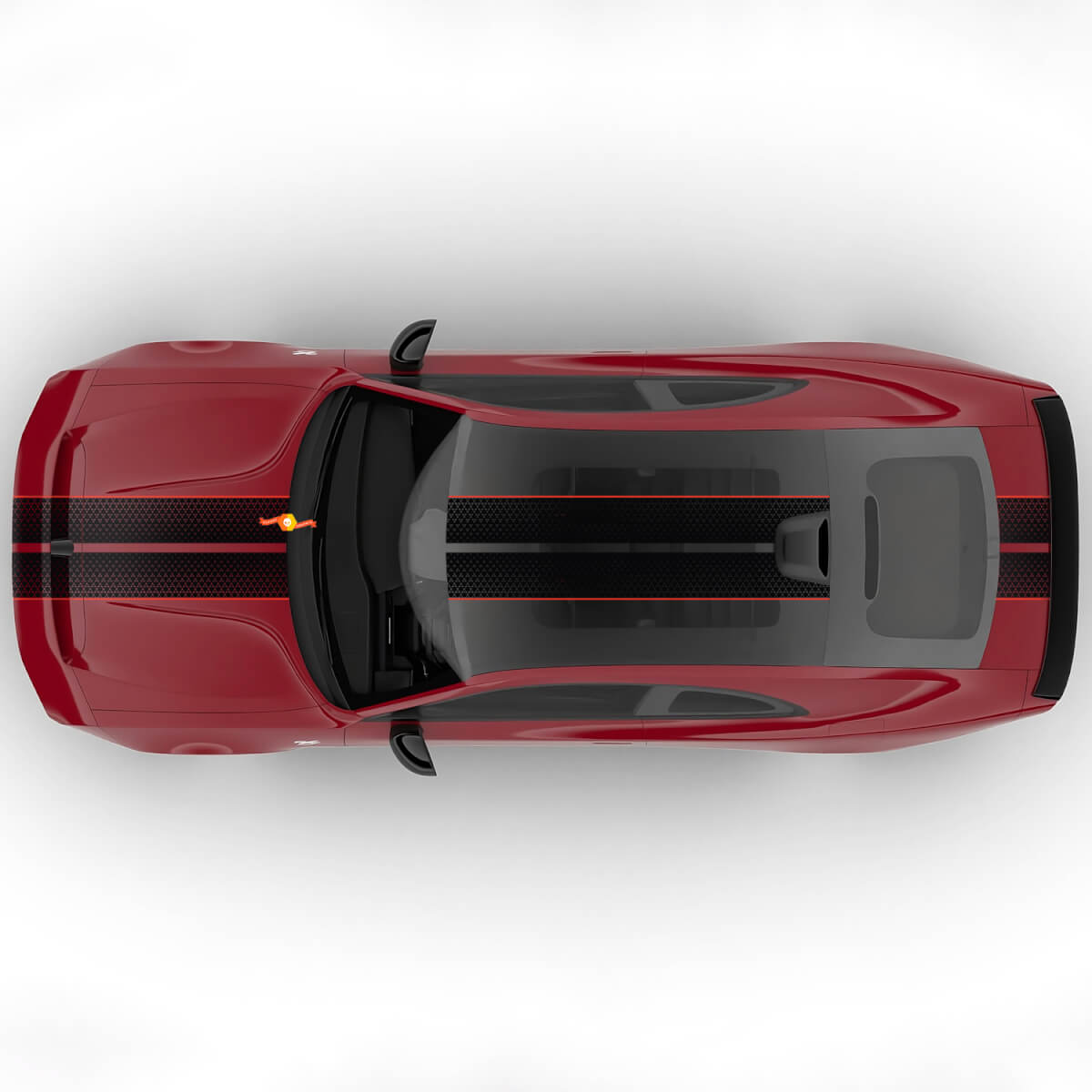 Sixpack Strisce Centrali Doppie Cofano Rally Adesivo Vinilico Offset 2 per Dodge Charger Daytona