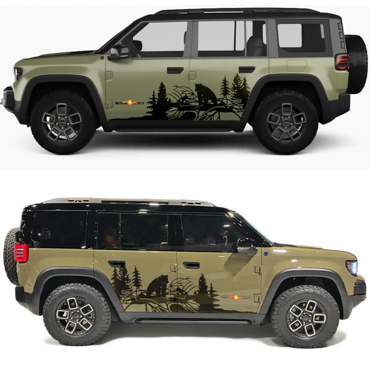 Adesivo in Vinile per Porte Laterali Bear Forest per Jeep Recon