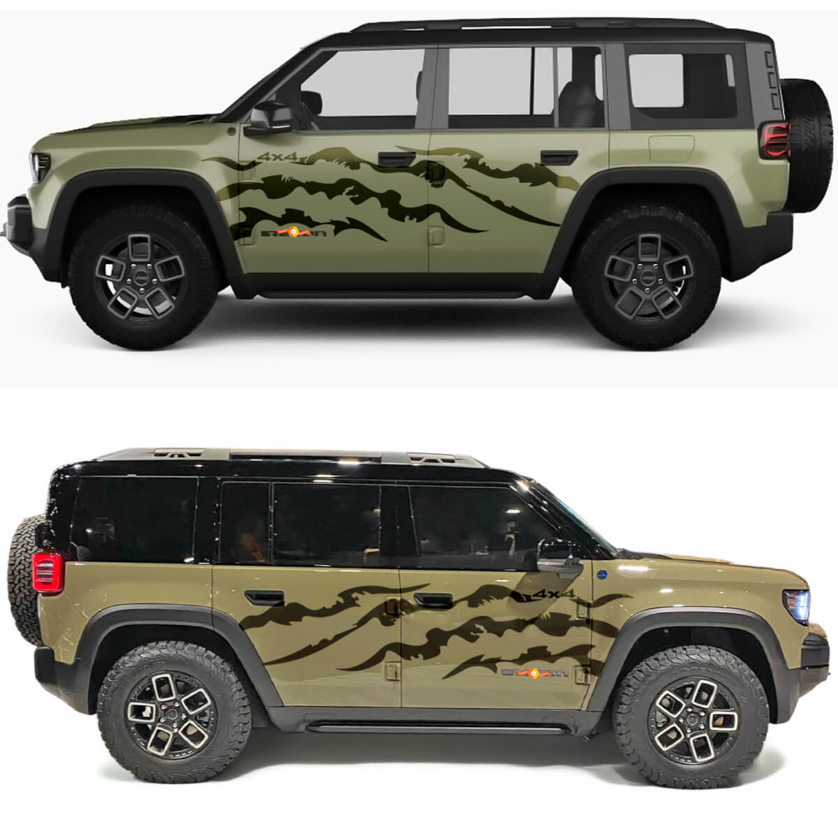 Adesivo in Vinile Segni Artigliati Laterali 4x4 2 Pezzi per Jeep Recon