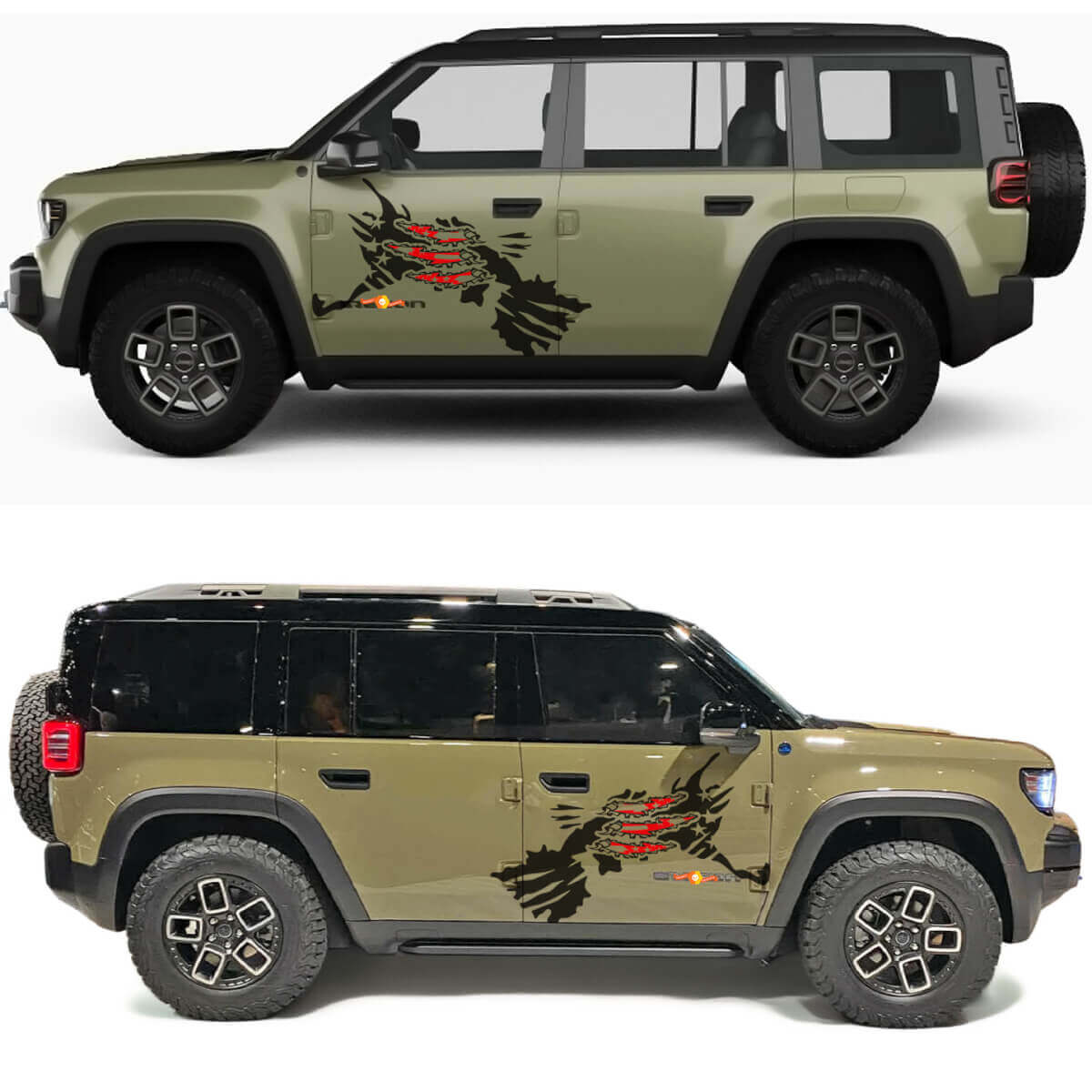 Adesivo in vinile con bandiera USA in stile logorato per porte laterali a artiglio Jeep Recon