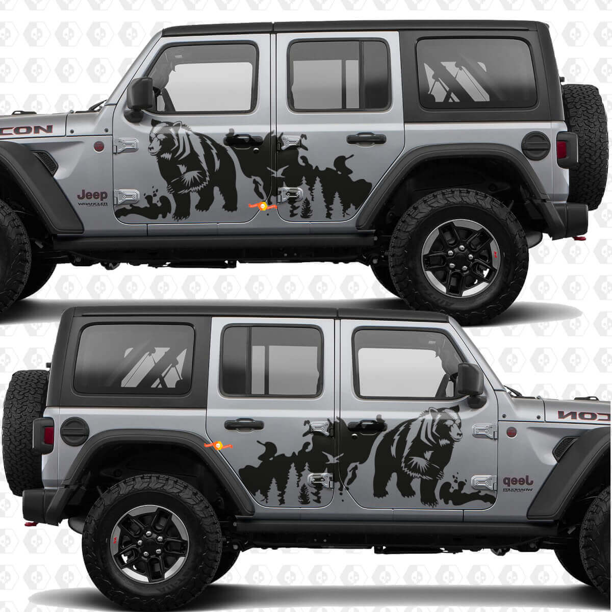 Adesivo in vinile Bear Trees Splash Side Doors adatto a Jeep Wrangler