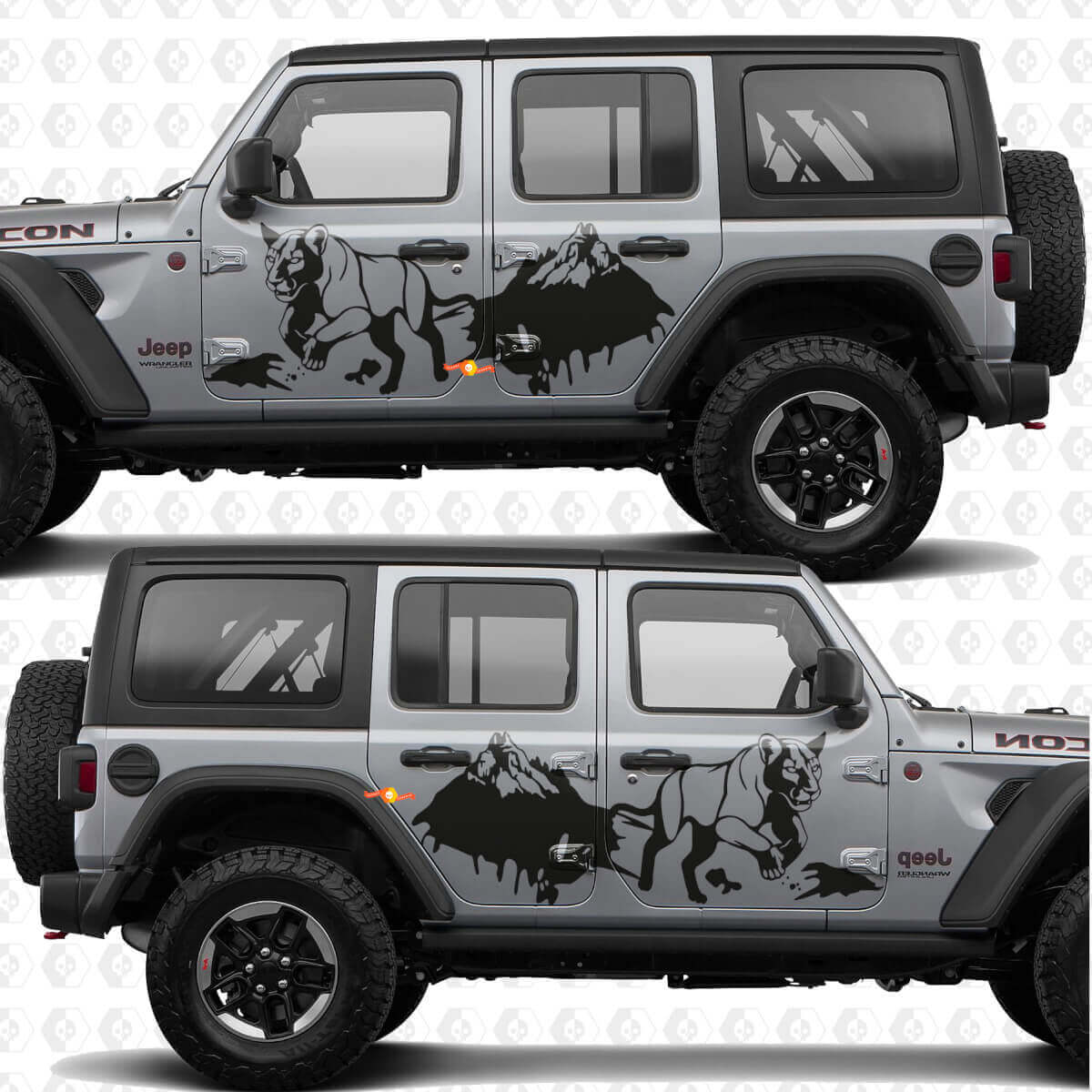 Adesivo in vinile per porte laterali Cougar Mountains Splash compatibile con Jeep Wrangler