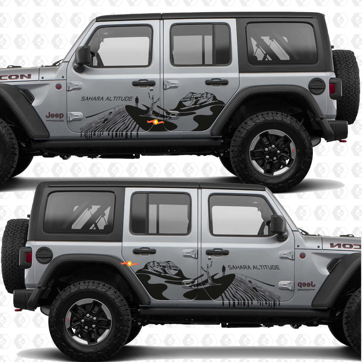 Adesivo in vinile Desert Explore Sahara Altitude Side Doors per Jeep Wrangler