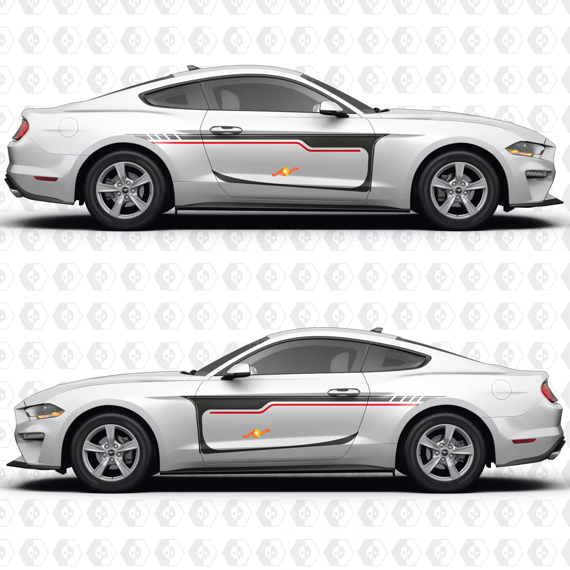 Adesivo Vinilato a Strisce Classiche per Porta Laterale per Ford Mustang 2014-2023