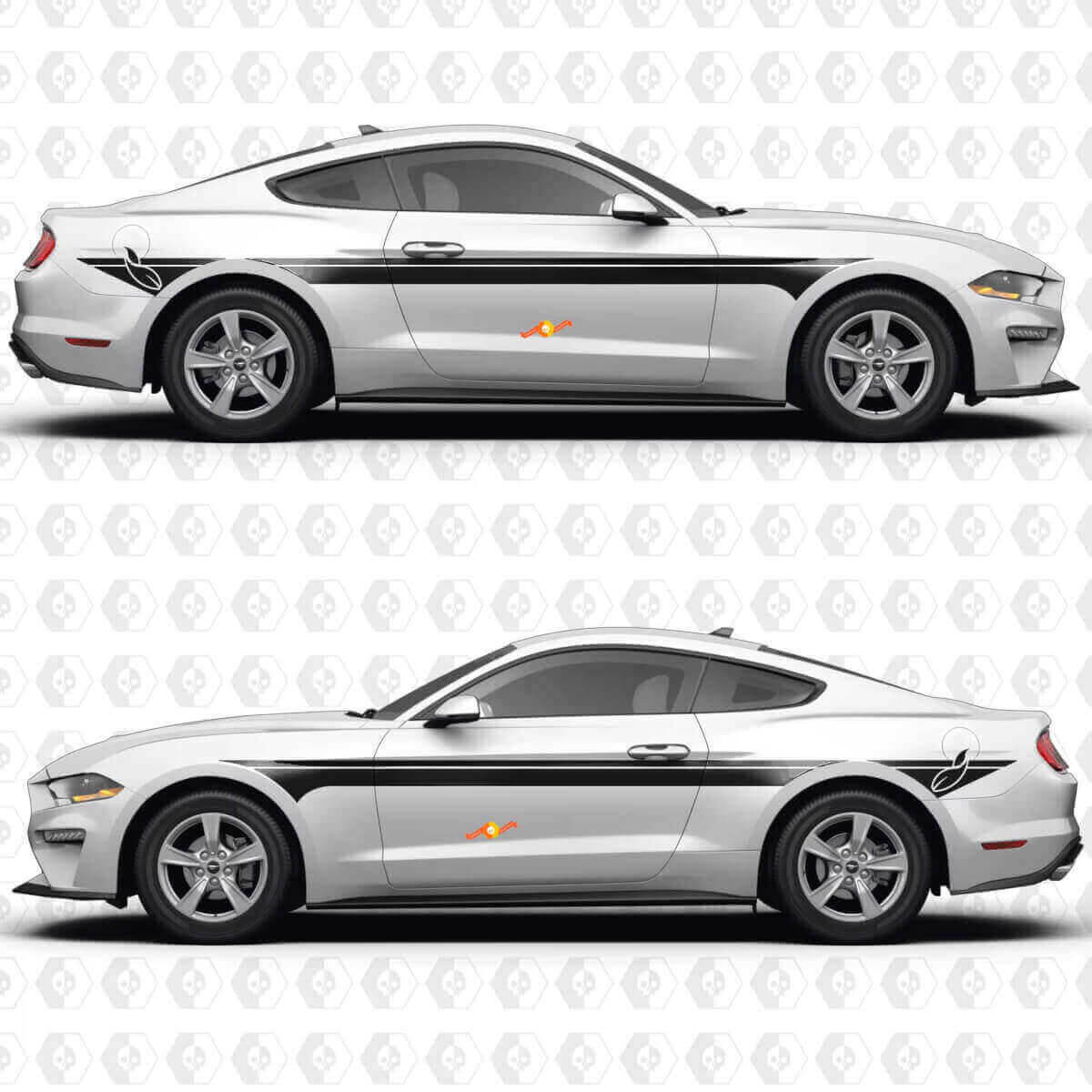 Adesivi in Vinile a Strisce Parallele Doppie Premium EcoBoost S550 per Porte Laterali Musclecar Musclecarmodel